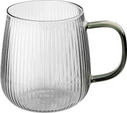 LEONORD Кружка AROMA 430 мл из боросиликатного рельефного стекла, с гранями, с ручкой из цветного стекла (106477)