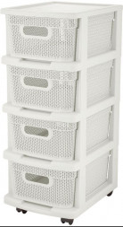 Комод KEEPLEX KL379622048 Ajur с корзинами на колесиках четырехсекционный компакт 37х30х69см белое облако
