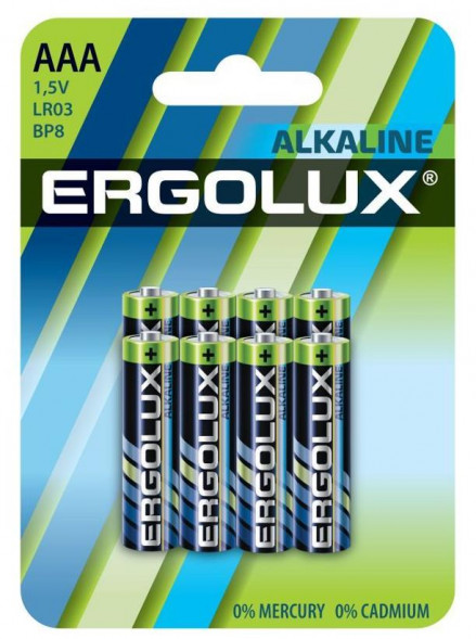 Батарейка ERGOLUX (14814) Alkaline BL8 LR03