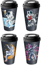 Стакан HOMVER с крышкой 550мл с декором с клапаном (черный) 223104030/01