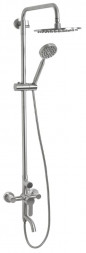 Душевой комплект МАГНУС 9235 Смеситель+стойка душевая тропический душ ПРЯМОЙ,с двумя лейками из нержавеющей стали м