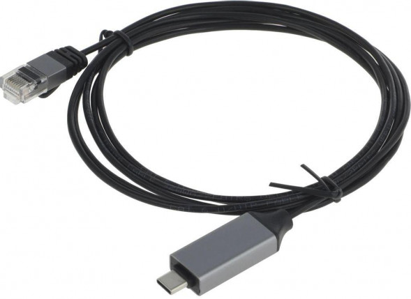 BURO Кабель BU-USB-C-LAN100-2m, USB Type-C (m) (прямой) - RJ-45 (m) (прямой), GOLD , 2м, пакет, черный