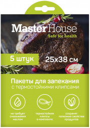 Пакеты для запекания MASTER HOUSE Запекай мясо с термостойкими клипсами 60497