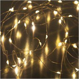 LED гирлянда FUNRAY &quot;Нить&quot;, SE-STRING-550WW, 5м, 50 LED, теплый белый, 3*АА, серебр. шнур 0,3м,
