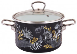 Кастрюля APPETITE эмал цил Botany black 3,0л TM