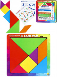 Игрушка РЫЖИЙ КОТ Головоломка Танграм (деревянная игрушка) (140х140х6 мм) ГЛ00013 ПП-00194753