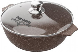 Жаровня МЕЧТА 34806 со стеклянной крышкой. "Гранит brown" 4,0л