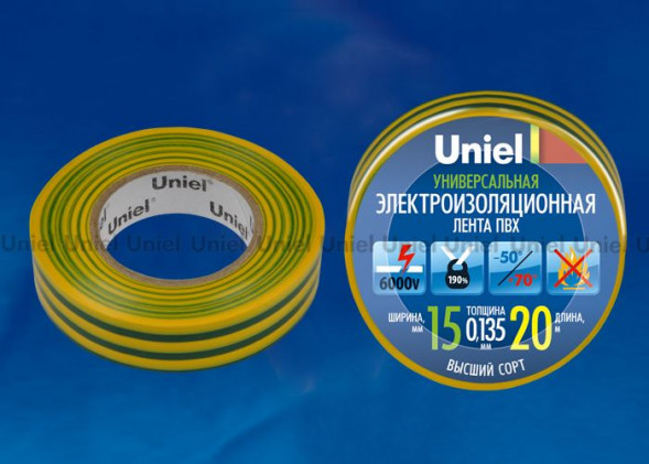 Изоляционная лента UNIEL (04490) UIT-135P 20/15/01 YGR