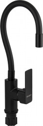 Смеситель для кухни FABIA 9656 Смеситель для кухни, шаровый, с гибким черным изливом , корпус квадратный, цвет ЧЕРНЫЙ.