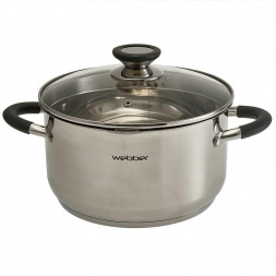Кастрюля WEBBER BE-374/2 Кастрюля из нерж стали со стеклянной крышкой (d=22; 4,7 л) (4)