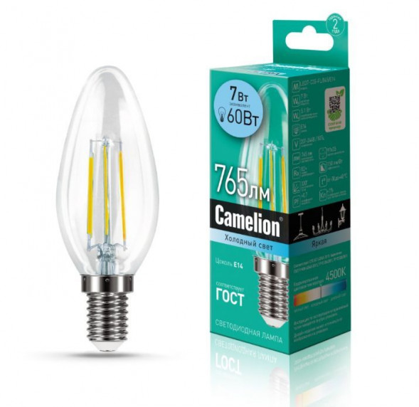 Лампа CAMELION (13453) LED7-C35-FL/845/E14
