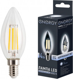 Лампа светодиодная ENERGY LED С35F-4-E14-4000 (109295)