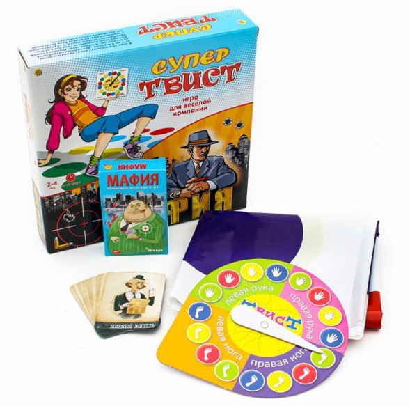 Игра настольная РЫЖИЙ КОТ Настольная игра 2 в 1 &quot;Твистер-мафия&quot; Арт. ИР-1145