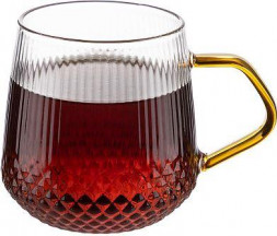 LEONORD Кружка AROMA 435 мл из боросиликатного стекла с рельефным корпусом, с ручкой из цветного стекла (106476)