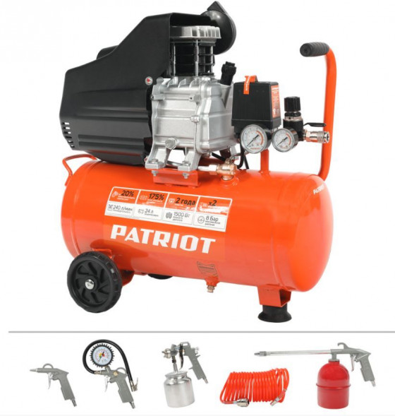 Компрессор PATRIOT 525306366 EURO 24 240K Компрессор поршневой масляный