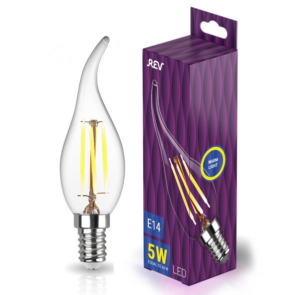 Лампа светодиодная REV 32494 2 FILAMENT FC37/E14/5W/2700K