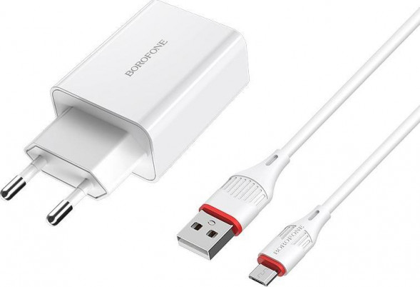 СЗУ BOROFONE (6931474702470) B21Am White СЗУ 1USB 3.0A QC3.0 быстрая зарядка