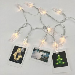 LED гирлянда FUNRAY &quot;Прищепки&quot;, SE-CLIPS-315WW, 3*АА, 3м, 15LED,теплый белый, прозр шнур 0,5м,