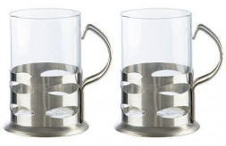 Набор из 2-х стаканов MALLONY Набор из 2-х стаканов, Boccale, объем по 200 мл, стеклянных в подстаканнике из нерж стали (104870)