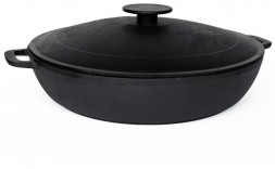 Жаровня ГАРДАРИКА 1834-3 чугунная с двумя ручками с чугунной крышкой д.34см