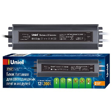 Герметичные (класс защиты IP 67) UNIEL (UL-00007579) UET-VAF-200A67 12V IP67 2 ВЫХОДА