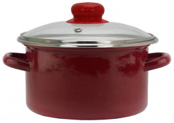 Кастрюля ЭМАЛЬ 06-1610С бордо цил 2,0л стекл/кр мет/об