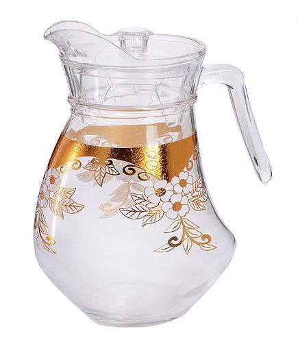 Кувшин с крышкой LORAINE 30579 прозрачный,золотой