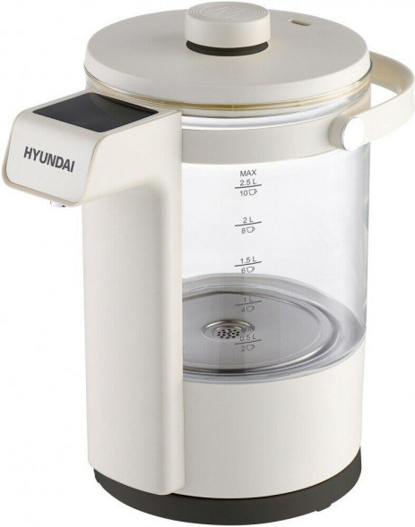 Чайник HYUNDAI HYK-G7700 2.5л. 1400Вт кремовый/черный (стекло)