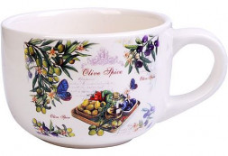 Кружка LORAINE 28145 белый, зеленый,синий