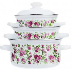 Набор посуды ЛЫСЬВА 124АП2/4 Китайск. роза, эмал. (6 предметов)