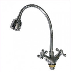 Смеситель для кухни САНАКС 095 Смеситель кухонный металлокерамика эластичный гусак