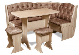 Кухонный уголок БИТЕЛ Кухонный уголок &quot;ОРХИДЕЯ&quot; -ЛЮКС (ЯСЕНЬ, ВЕЛЮР КОНЬЯК)