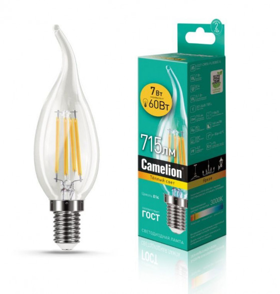 Лампа CAMELION (13454) LED7-CW35-FL/830/E14