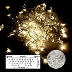 Светодиодная гирлянда ECOLA N6RV03ELC LED гирлянда 220V IP44 Бахрома наращиваемая (доп секция) 3x(0.2-0.5)м 150Led 4000K, прозр.провод с коннекторами нейтральный белый