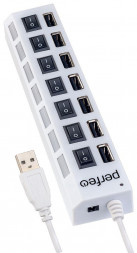 USB-концентратор PERFEO (PF_C3224) USB-HUB 7 Port, (PF-H033 White) белый
