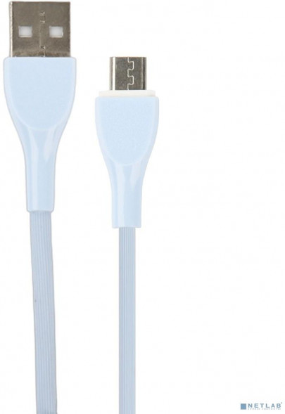 Кабель PERFEO (U4022) ULTRA SOFT USB A вилка - Micro USB вилка, 2.4A, голубой, силикон, длина 1 м