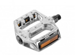 Аксессуары для вело-техники STELS Педали JD-281 алюминиевые серебристые 9/16" со светоотраж.*360120*LU084867