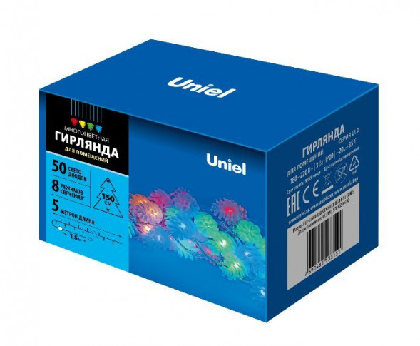 Гирлянда UNIEL (UL-00007193) ULD-S0500-050/DTA MULTI IP20 PINE CONES Гирлянда светодиодная Шишки, 5м. 50 светодиодов. Разноцветный свет