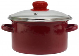 Кастрюля ЭМАЛЬ 06-Б1612С бордо цил 3,0л стекл/кр мет/об