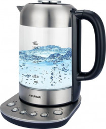 Чайник HYUNDAI HYK-G8407 1.8л. 2200Вт черный/прозрачный (стекло)