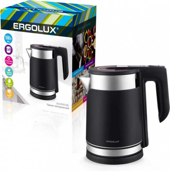 Чайник электрический ERGOLUX ELX-KS10-C02 черный 1.8л