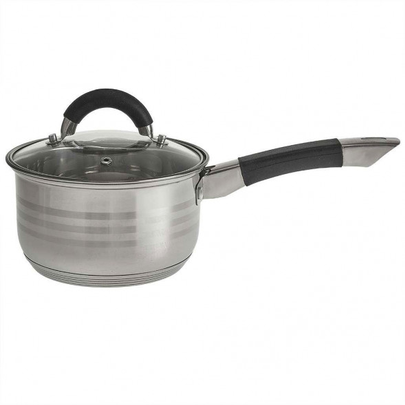 Ковш WEBBER BE-441/2 Ковш 2,1л со стекл.крышкой, 16*9,5 см, нерж.сталь, капсул. индукци. Дно