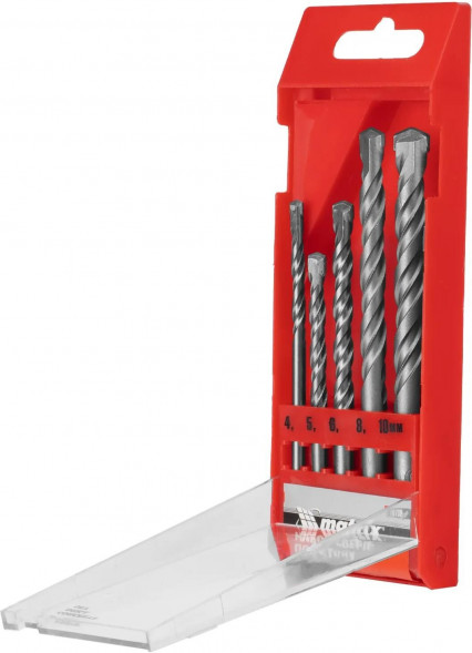 Набор сверл MATRIX Набор сверл по бетону, 4 - 5 - 6 - 8 - 10мм, пластиковый кейс// MATRIX Набор сверл по бетону, 4 - 5 - 6 - 8 - 10мм, пластиковый кейс//