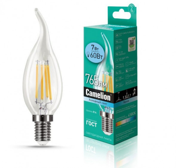 Лампа CAMELION (13455) LED7-CW35-FL/845/E14
