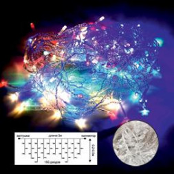 Светодиодная гирлянда ECOLA N6RM03ELC LED гирлянда 220V IP44 Бахрома наращиваемая (доп секция) 3x(0.2-0.5)м 150Led RGBW, прозр.провод с коннекторами разноцветный