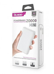Портативный аккумулятор OLMIO MINI-20 20000mAh белый (39183)