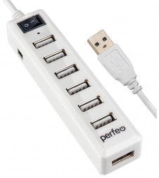 USB-концентратор PERFEO (PF_C3226) USB-HUB 7 Port, (PF-H034 White) белый