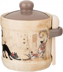 AGNESS САХАРНИЦА С ЛОЖКОЙ &quot;ПАРИЖСКИЕ КОТЫ&quot; 10*9,5 СМ 300 МЛ (КОР=36ШТ.) 358-1732