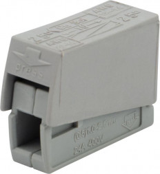 Клемма REXANT (07-2401-10) Строительно-монтажная клемма СМК 224-101 для светильника на 1 проводник (1,0-2,5)/(0,5-2,5) мм , серая (10 шт./уп.)