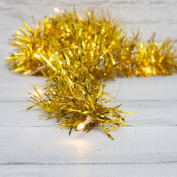 Фигуры интерьерные NEON-NIGHT (304-012) Гирлянда светодиодная &quot;Мишура&quot; золотая 10 LED, 1,5 м, прозр ПВХ, теплое,